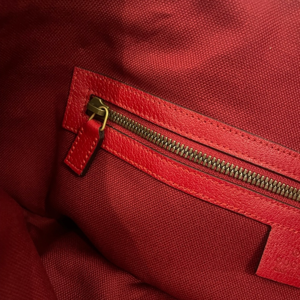 Gucci Logo Stripe Red Tote Bag - Picture 6 of 9